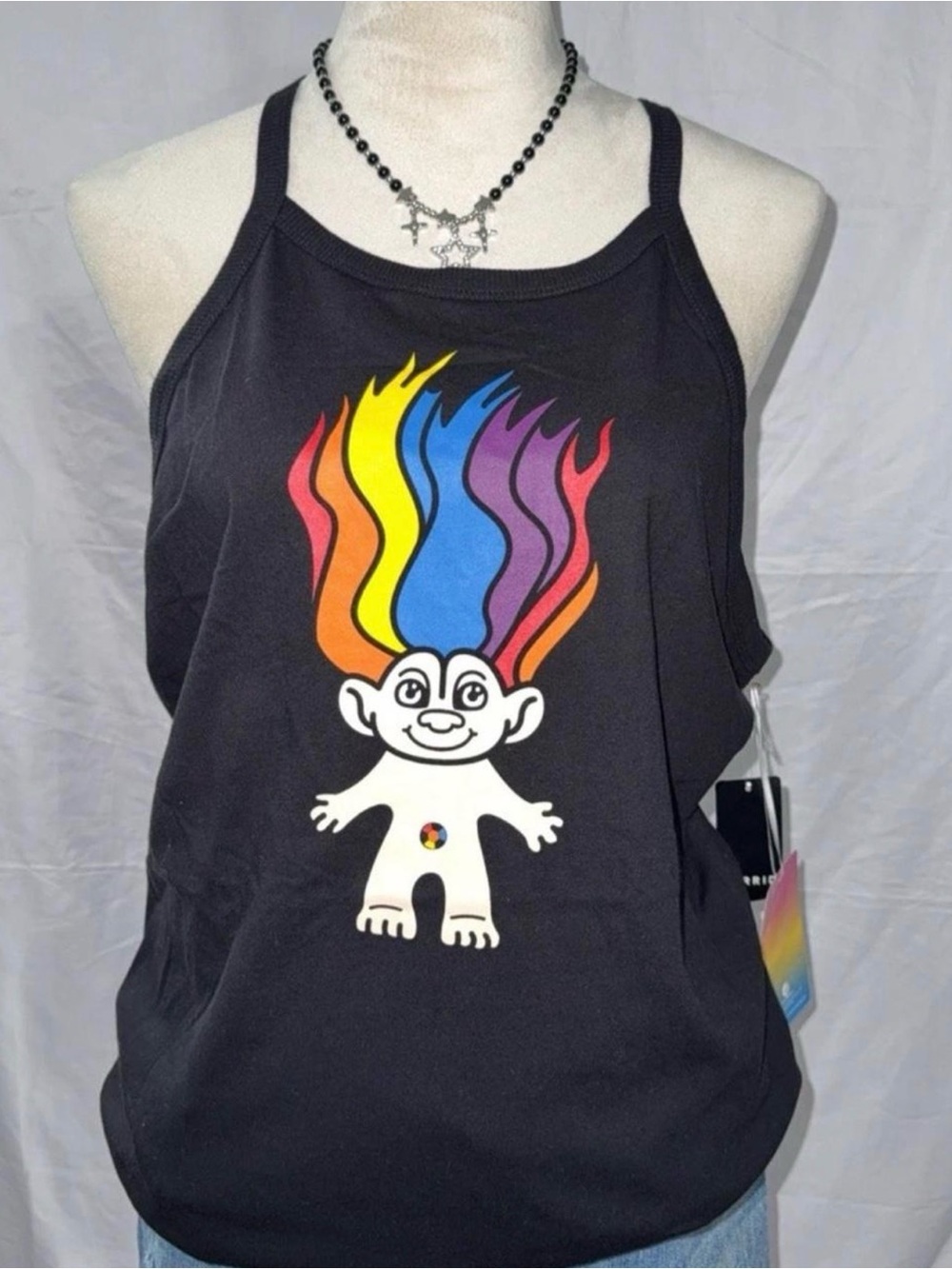torrid Black Tank Top with Rainbow Troll Graphic